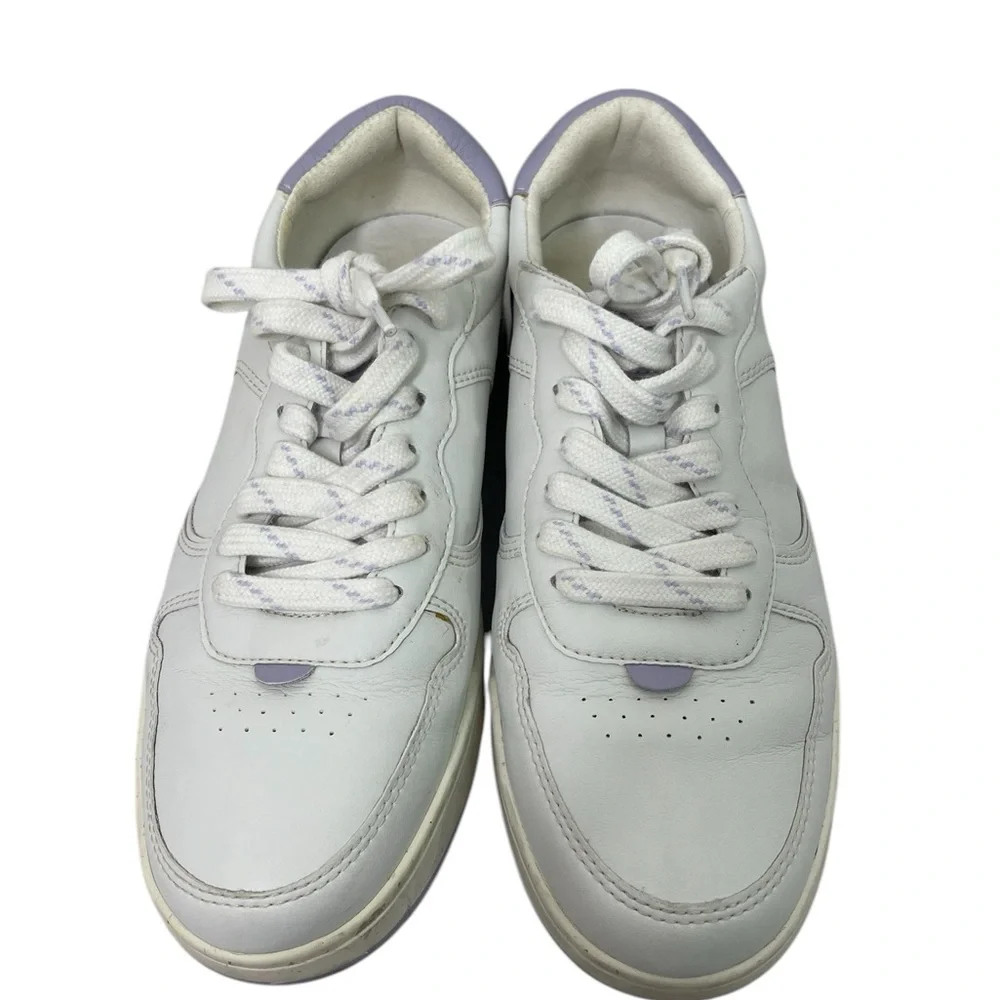 Madewell Court Low Top Sneakers Lilac Trim Coated Leather Sz W9.5 M8 EUC - Picture 2 of 7